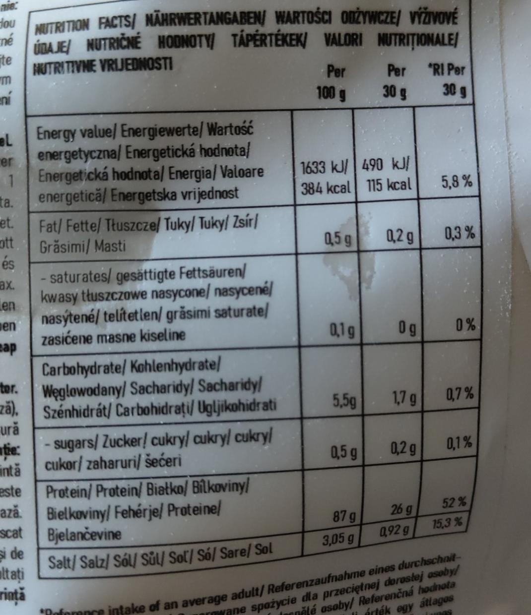 Soy Protein Isolate GymBeam kalorie kJ i wartości odżywcze Dine4Fit pl