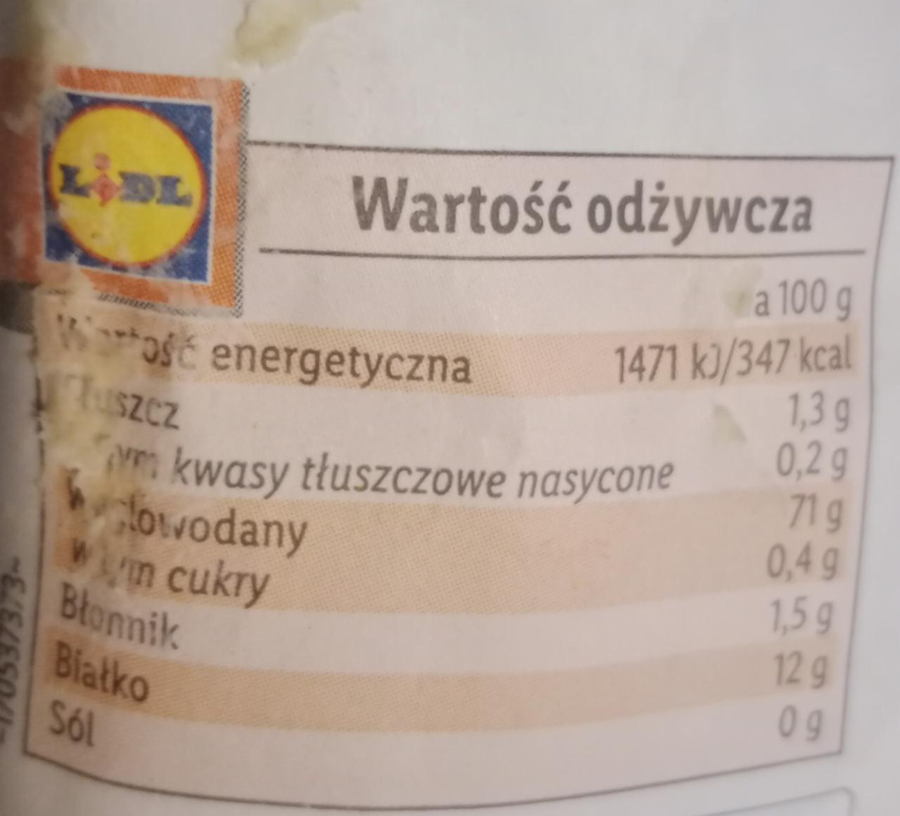 Mąka pszenna luksusowa typ 550 Kuchnia Lidla kalorie kJ i wartości