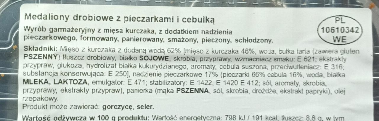 Medaliony Drobiowe Z Pieczarkami I Cebulk Superdrob Kalorie Kj I