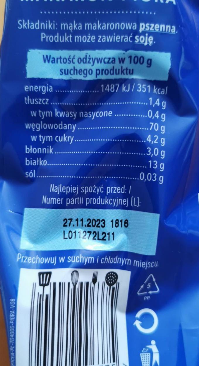 Rummo Makaron spaghetti grossi no 5 500 g kalorie kJ i wartości