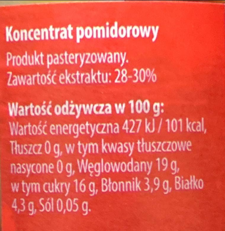 Koncentrat Pomidorowy Dawtona Kalorie Kj I Warto Ci Od Ywcze