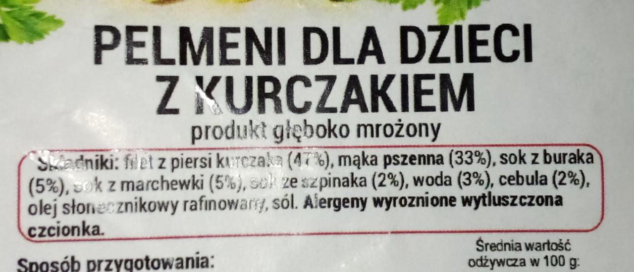 Pelmeni Dla Dzieci Z Kurczakiem Multi Cook Kalorie Kj I Warto Ci