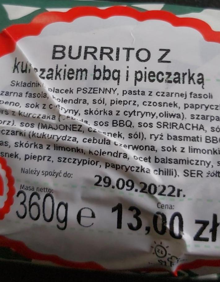 Burrito Z Kurczakiem Bbq I Pieczark Limak Kalorie Kj I Warto Ci