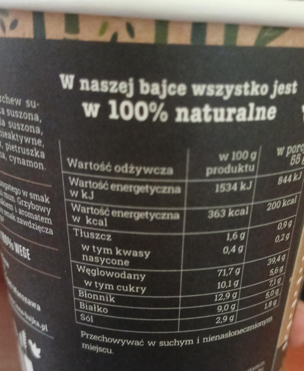 Chiński ryż z grzybami mun Inna Bajka kalorie kJ i wartości odżywcze