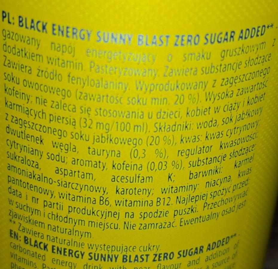 Black Energy Zero Sugar Sunny Blast Gazowany Nap J Energetyzuj Cy