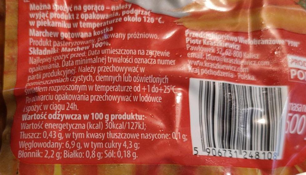 Marchewka kostka gotowana Kraszkiewicz kalorie kJ i wartości