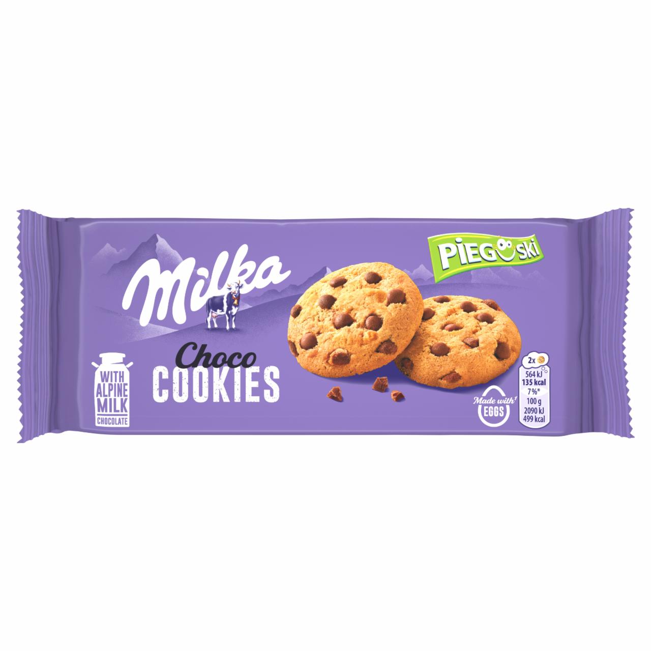 Zdjęcia - Milka Pieguski Choco Cookies Ciasteczka z kawałkami czekolady mlecznej 135 g