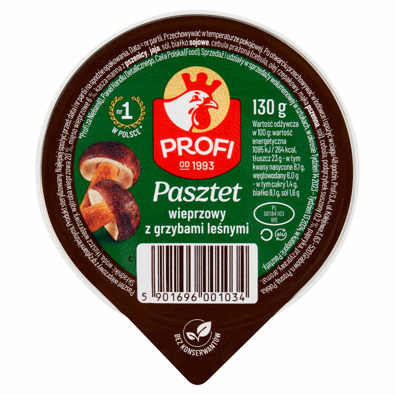 Zdjęcia - Profi Pasztet wieprzowy z grzybami leśnymi 130 g