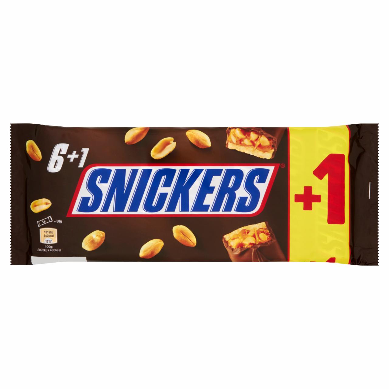 Zdjęcia - Snickers Baton z nugatowym nadzieniem orzeszkami ziemnymi w karmelu i czekoladzie 350 g (7 x 50 g)