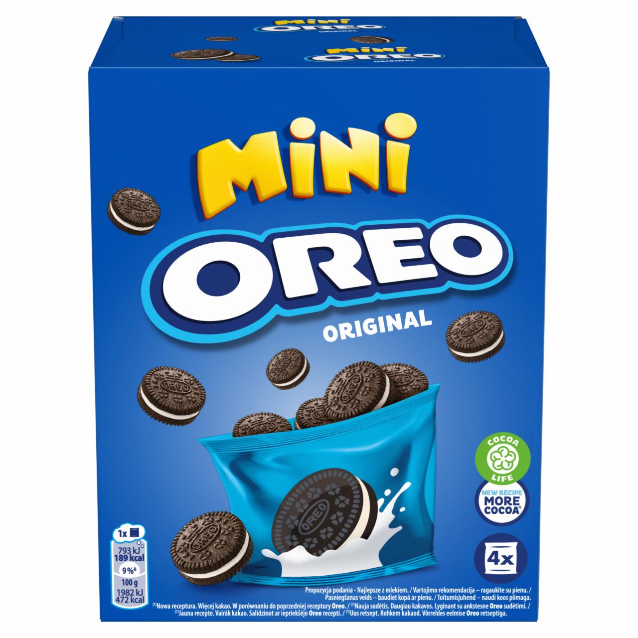 Zdjęcia - Oreo Original Mini Ciastka kakaowe z nadzieniem o smaku waniliowym 160 g (4 x 40 g)