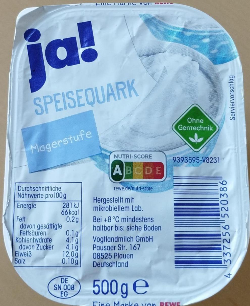 Zdjęcia - Speisequark Magerstufe ja! 500 g