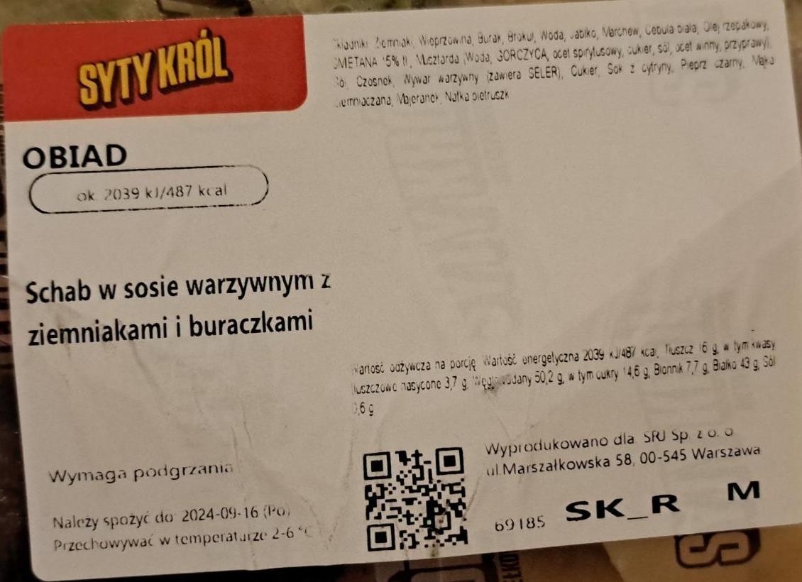 Zdjęcia - Schab w sosie warzywnym z ziemniakami i buraczkami Syty Król