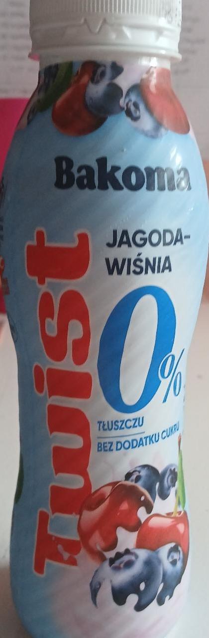 Zdjęcia - Bakoma Twist Jogurt do picia jagoda-wiśnia 370 g