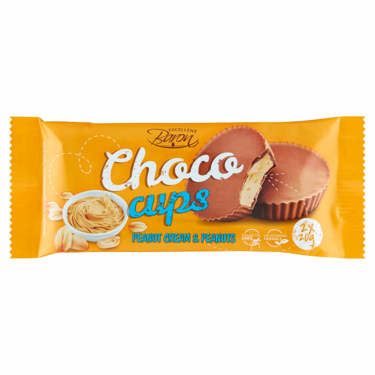 Zdjęcia - Excellent Baron Choco Cups Czekolada z nadzieniem i kawałkami orzeszków arachidowych 40 g (2 x 20 g)