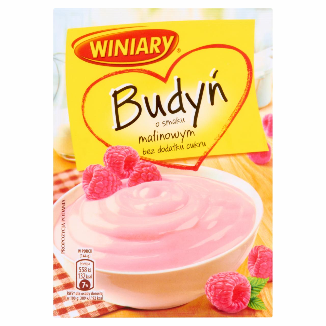 Zdjęcia - Winiary Budyń o smaku malinowym bez dodatku cukru 35 g