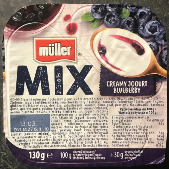 Zdjęcia - Mix Creamy jogurt Blueberry Müller