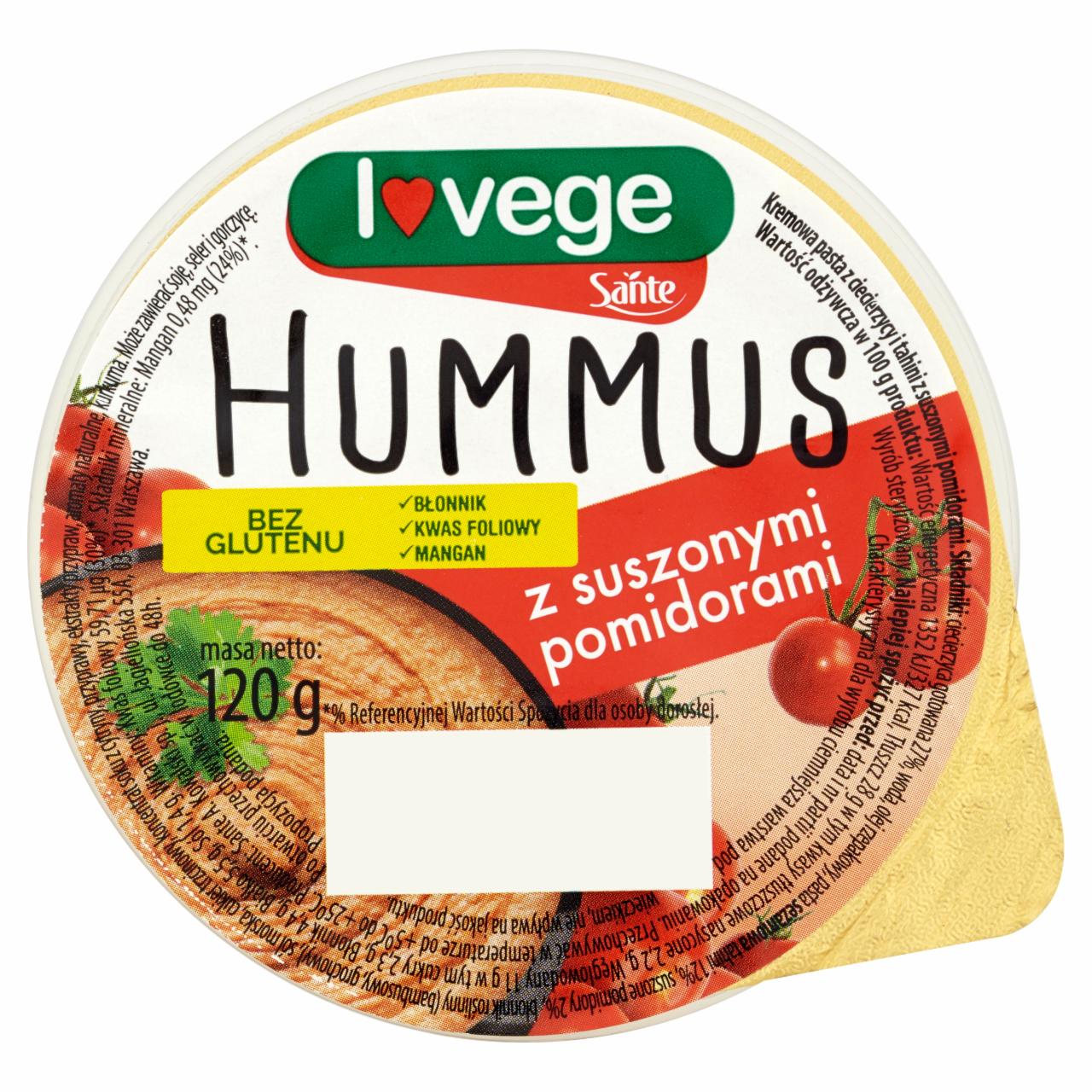 Zdjęcia - Sante Hummus z suszonymi pomidorami 120 g