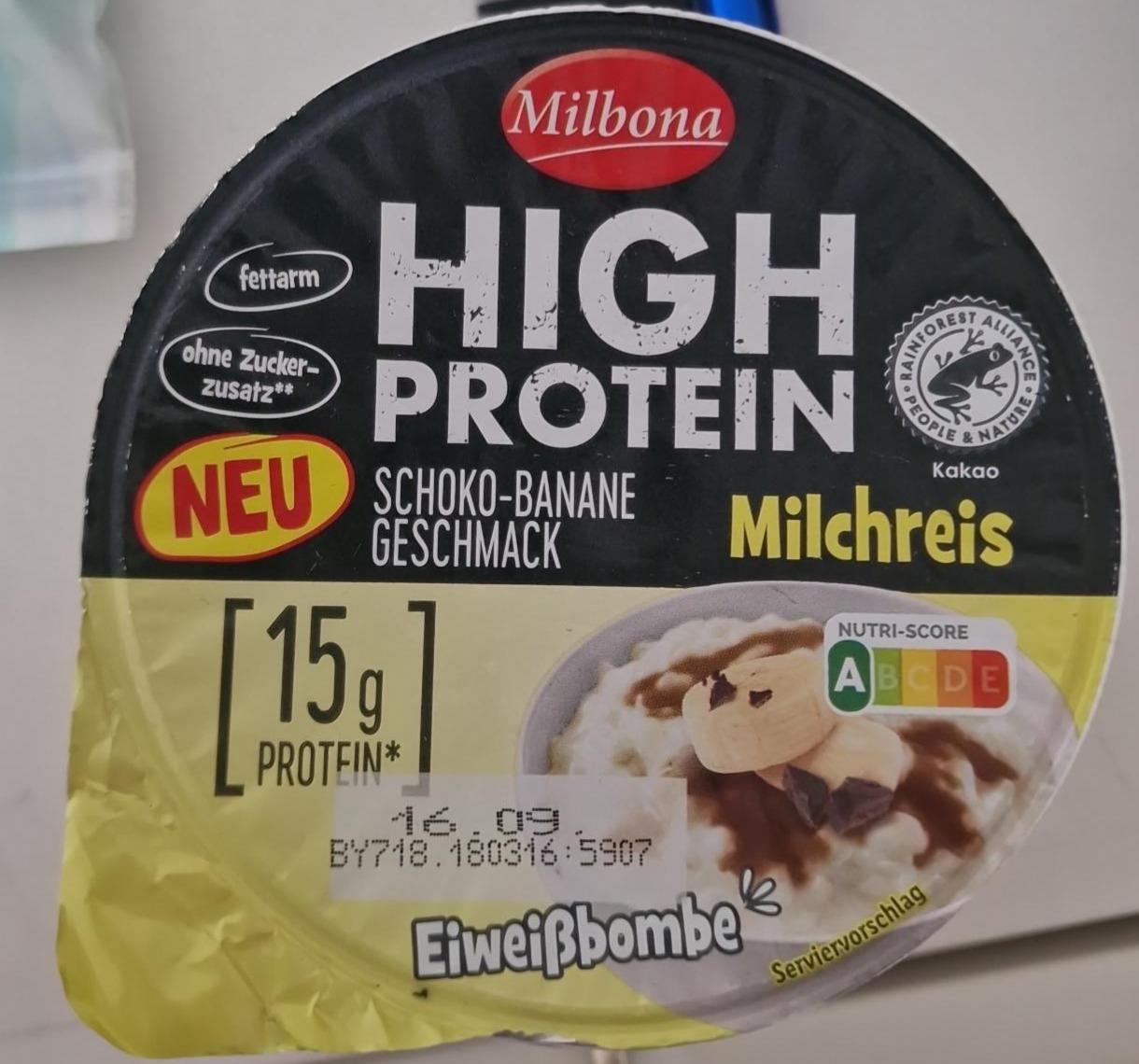 Zdjęcia - High protein milchreis schoko-banane geschmack Milbona