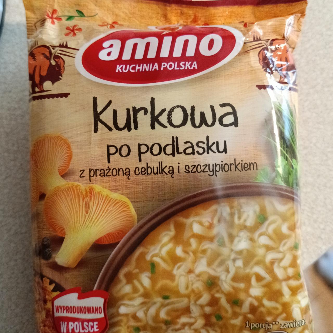 Zdjęcia - Amino Zupa błyskawiczna kurkowa z prażoną cebulką i szczypiorkiem 61 g