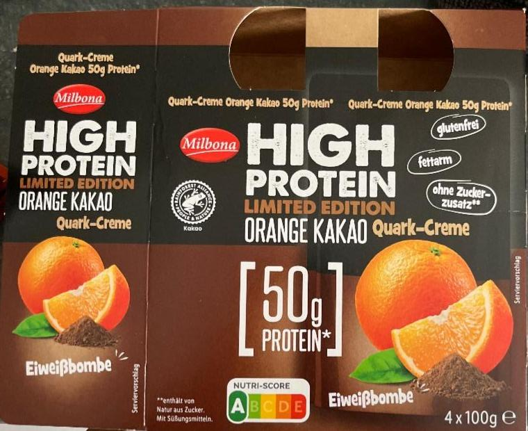 Zdjęcia - High protein quark-creme orange kakao Milbona