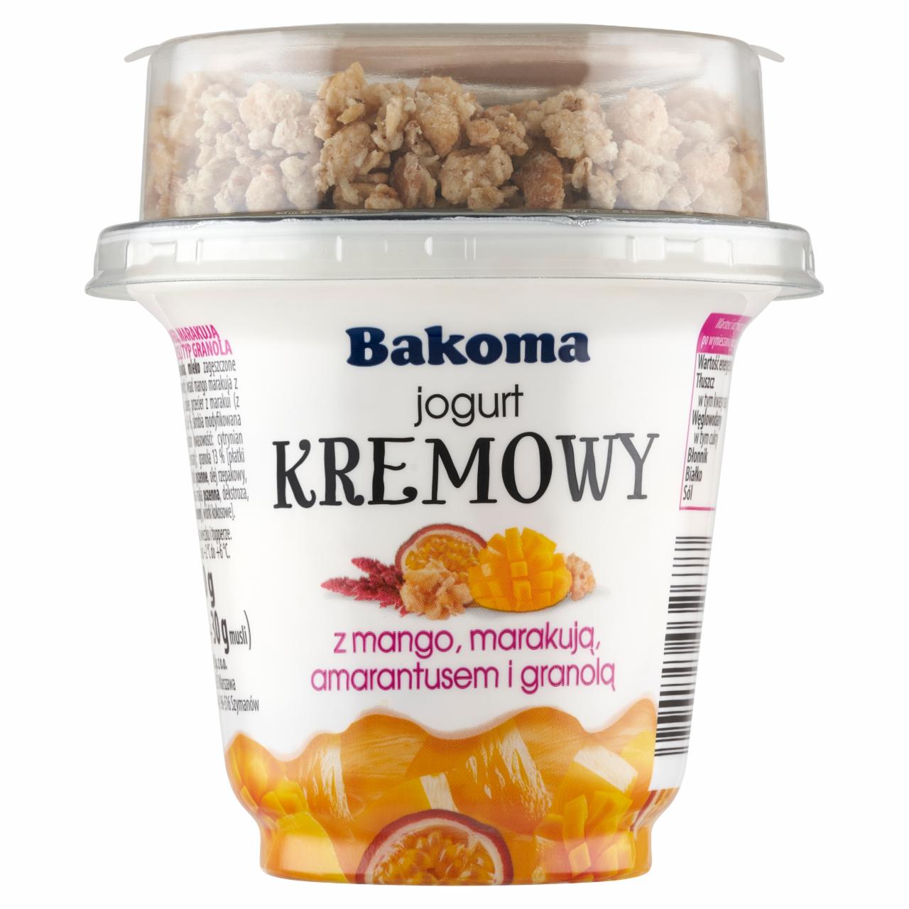 Zdjęcia - Bakoma Jogurt kremowy z mango marakują amarantusem i granolą 230 g 