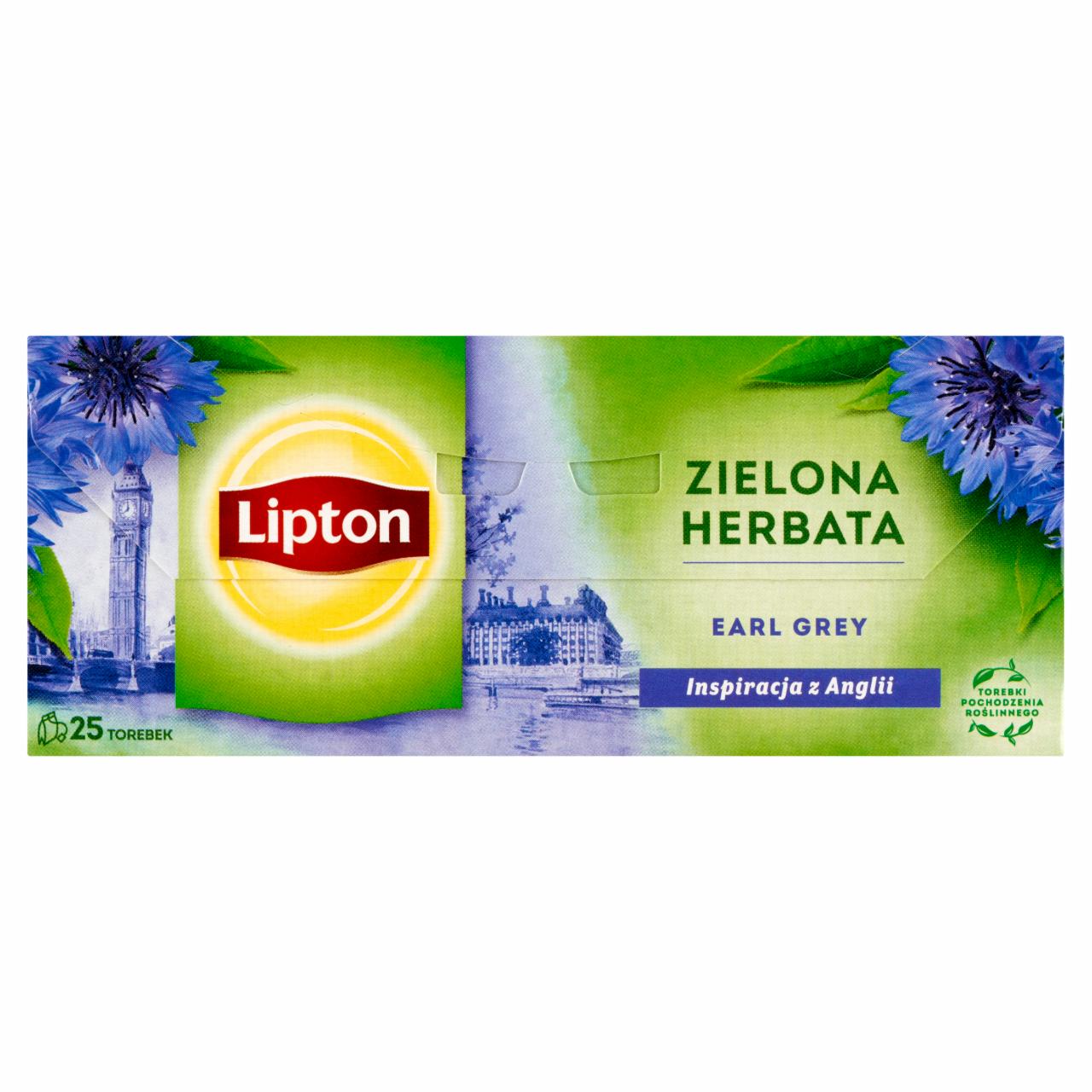 Zdjęcia - Lipton Zielona herbata Earl Grey 40 g (25 torebek)