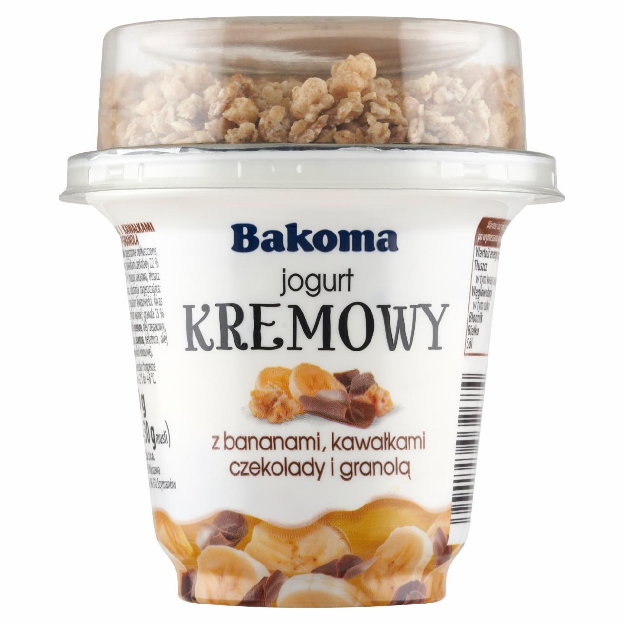 Zdjęcia - Bakoma Jogurt kremowy z bananami kawałkami czekolady i granolą 230 g