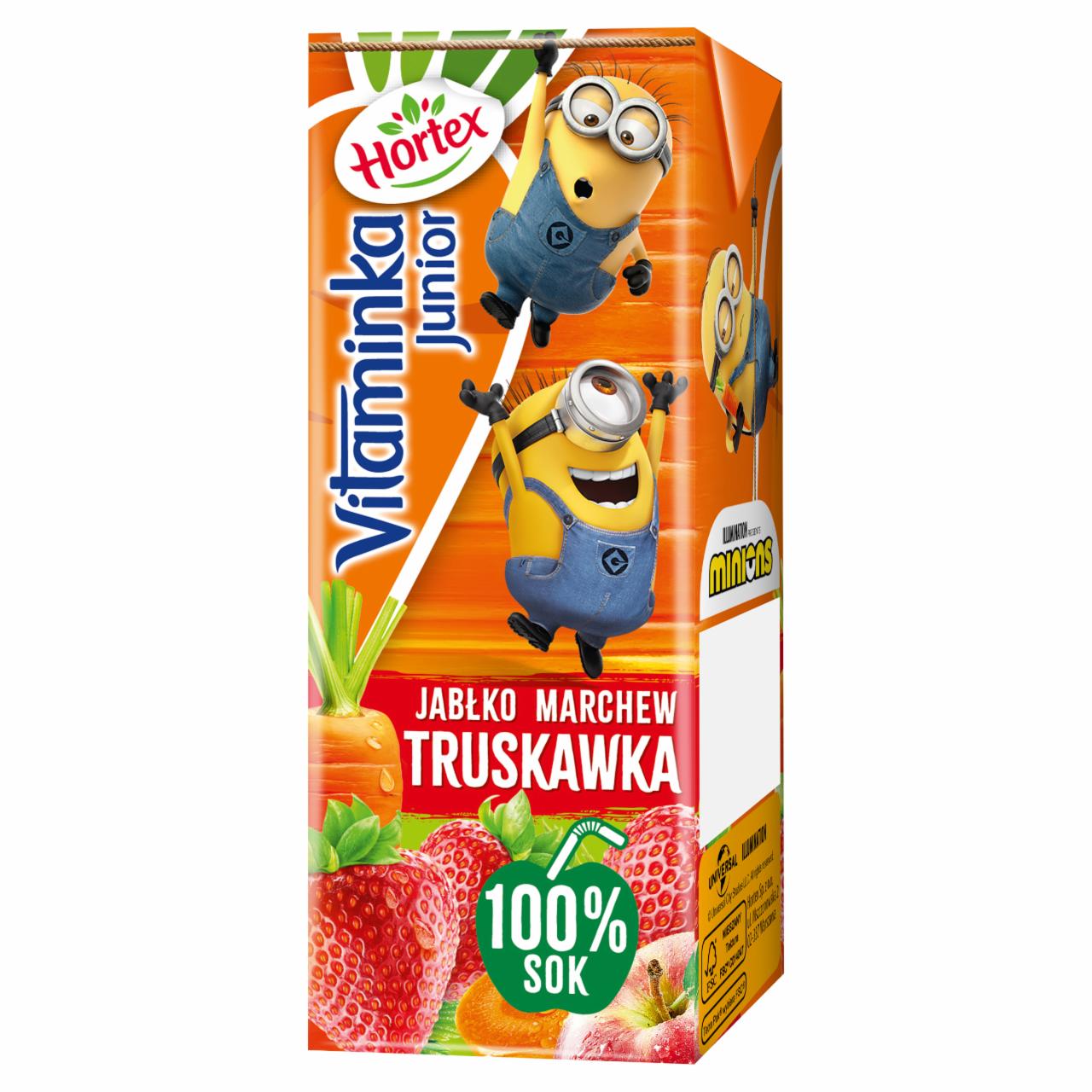 Zdjęcia - Hortex Vitaminka Junior Sok 100 % jabłko marchew truskawka 200 ml