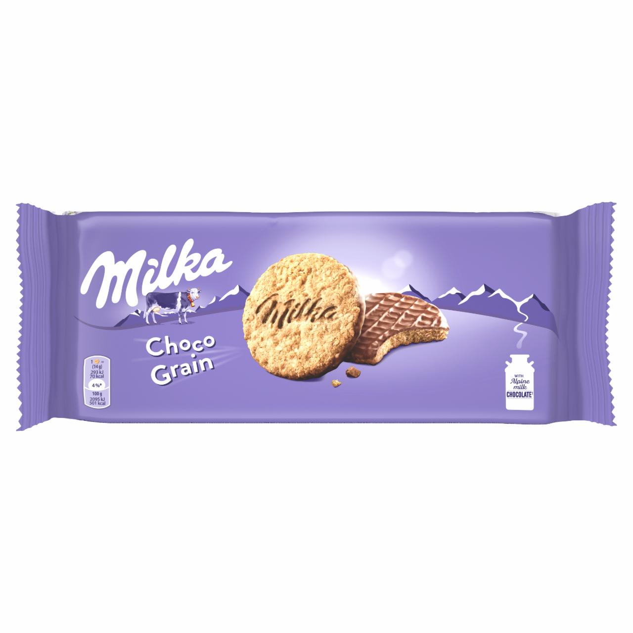 Zdjęcia - Milka Choco Grain Ciastka z płatkami owsianymi oblane czekoladą mleczną 126 g