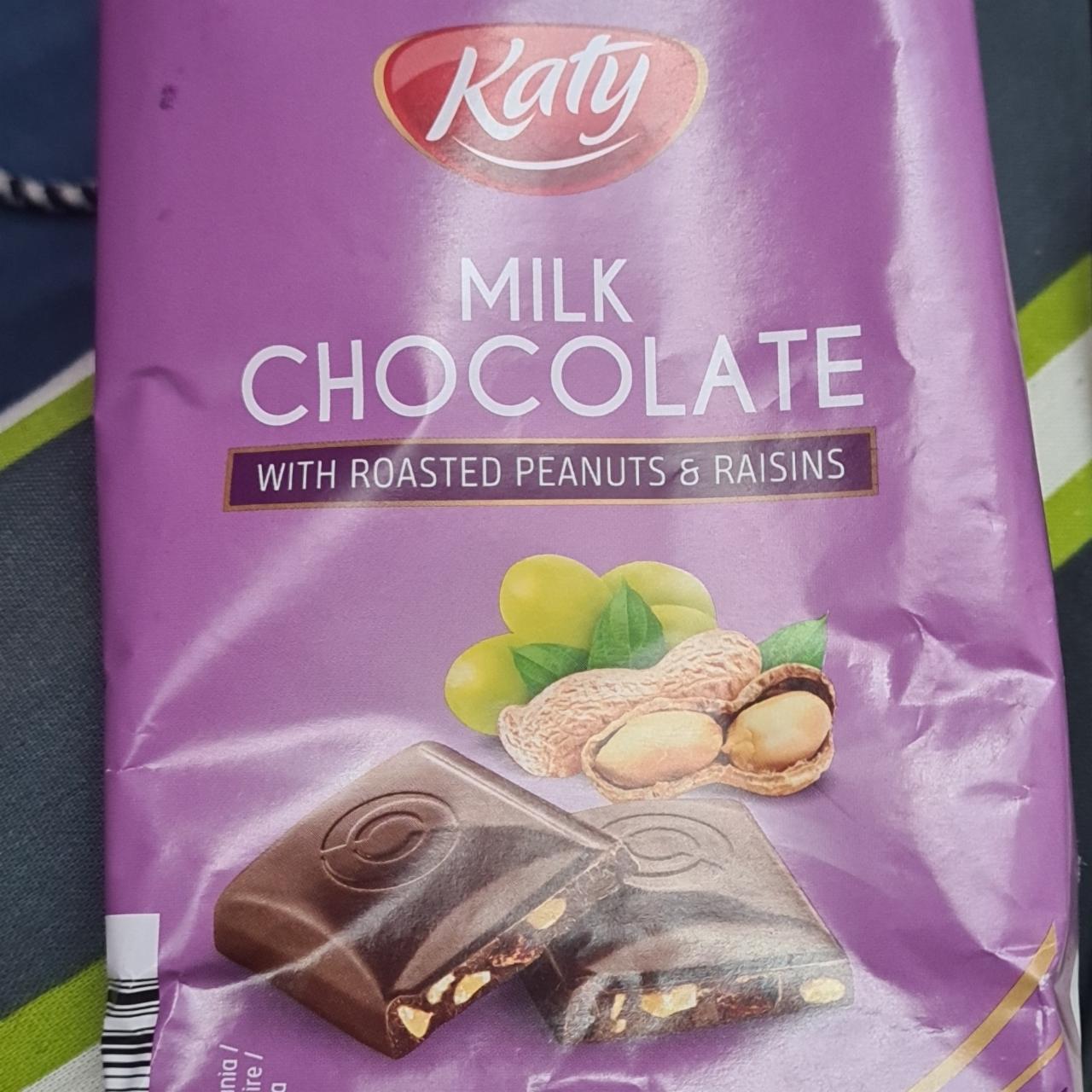 Zdjęcia - Milk Chocolate with roasted peanuts and raisins Katy