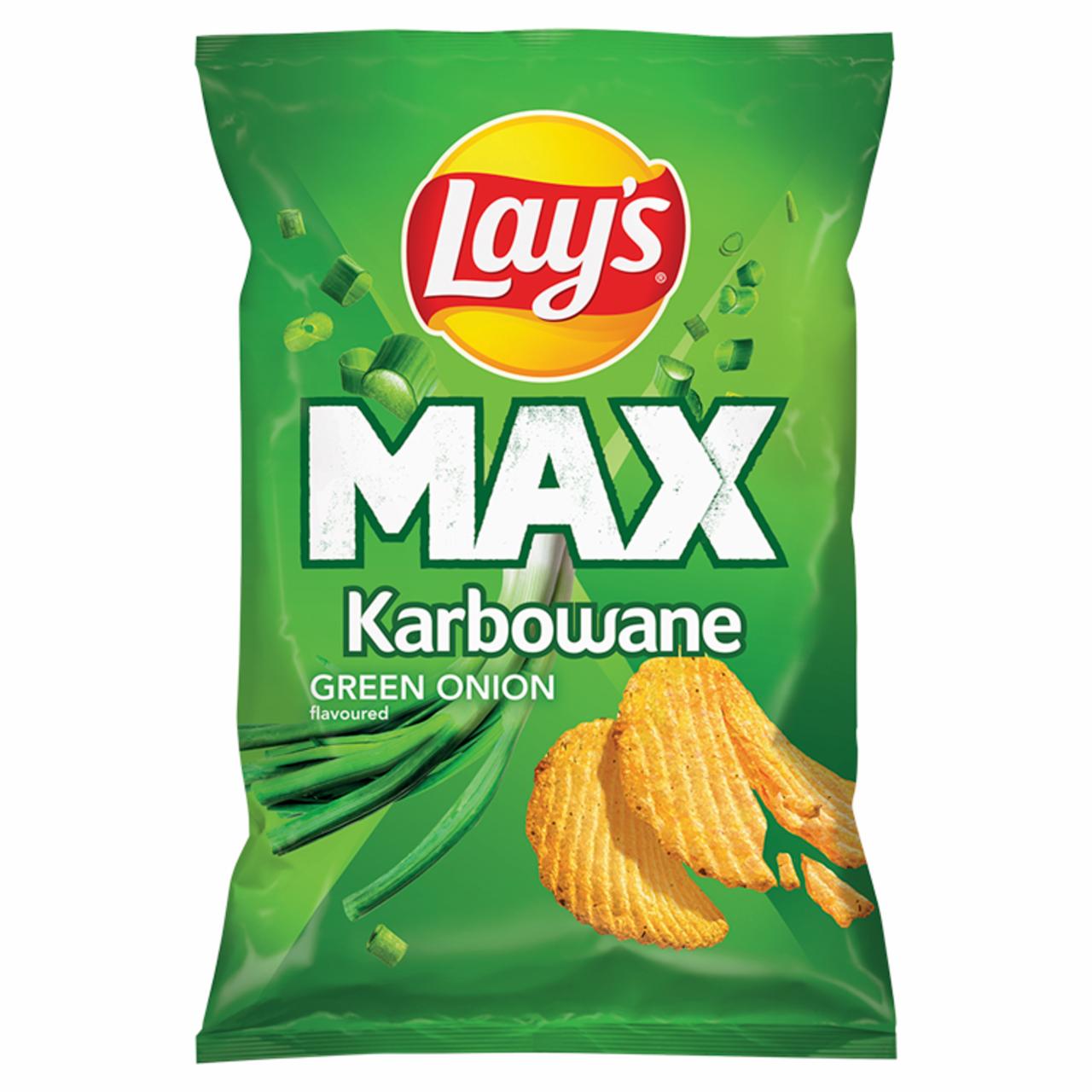 Zdjęcia - Lay's Max Chipsy ziemniaczane karbowane o smaku zielonej cebulki 190 g