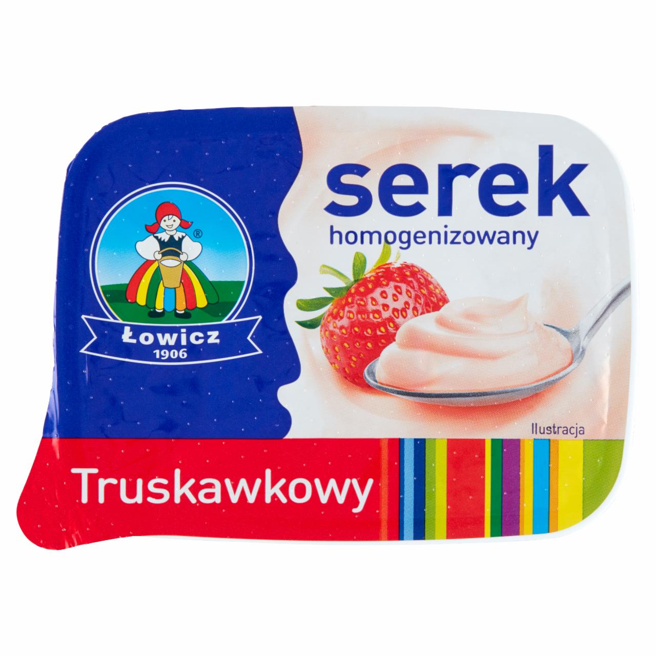 Zdjęcia - Łowicz Serek homogenizowany truskawkowy 180 g