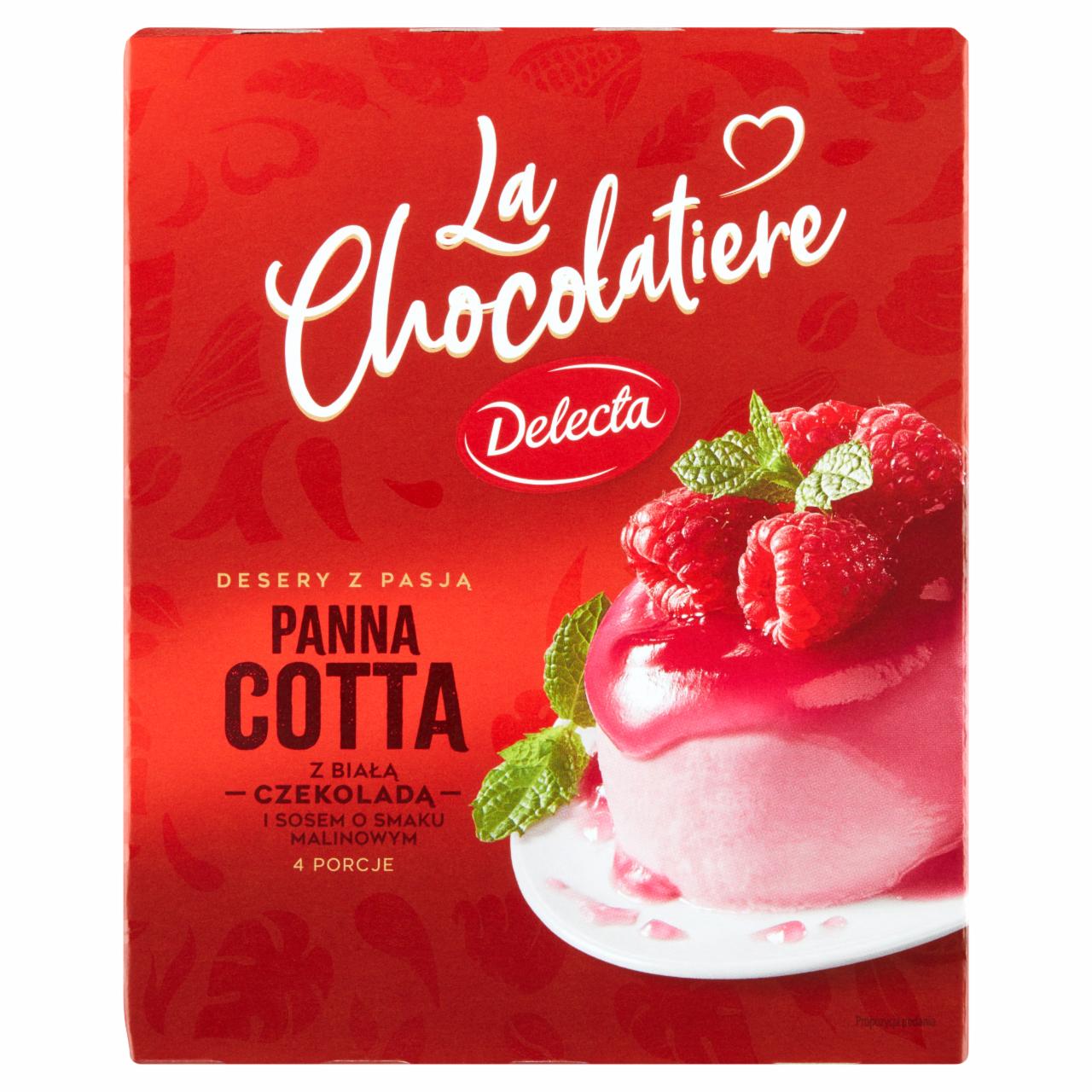 Zdjęcia - Delecta La Chocolatiere Panna Cotta z białą czekoladą i sosem o smaku malinowym 80 g