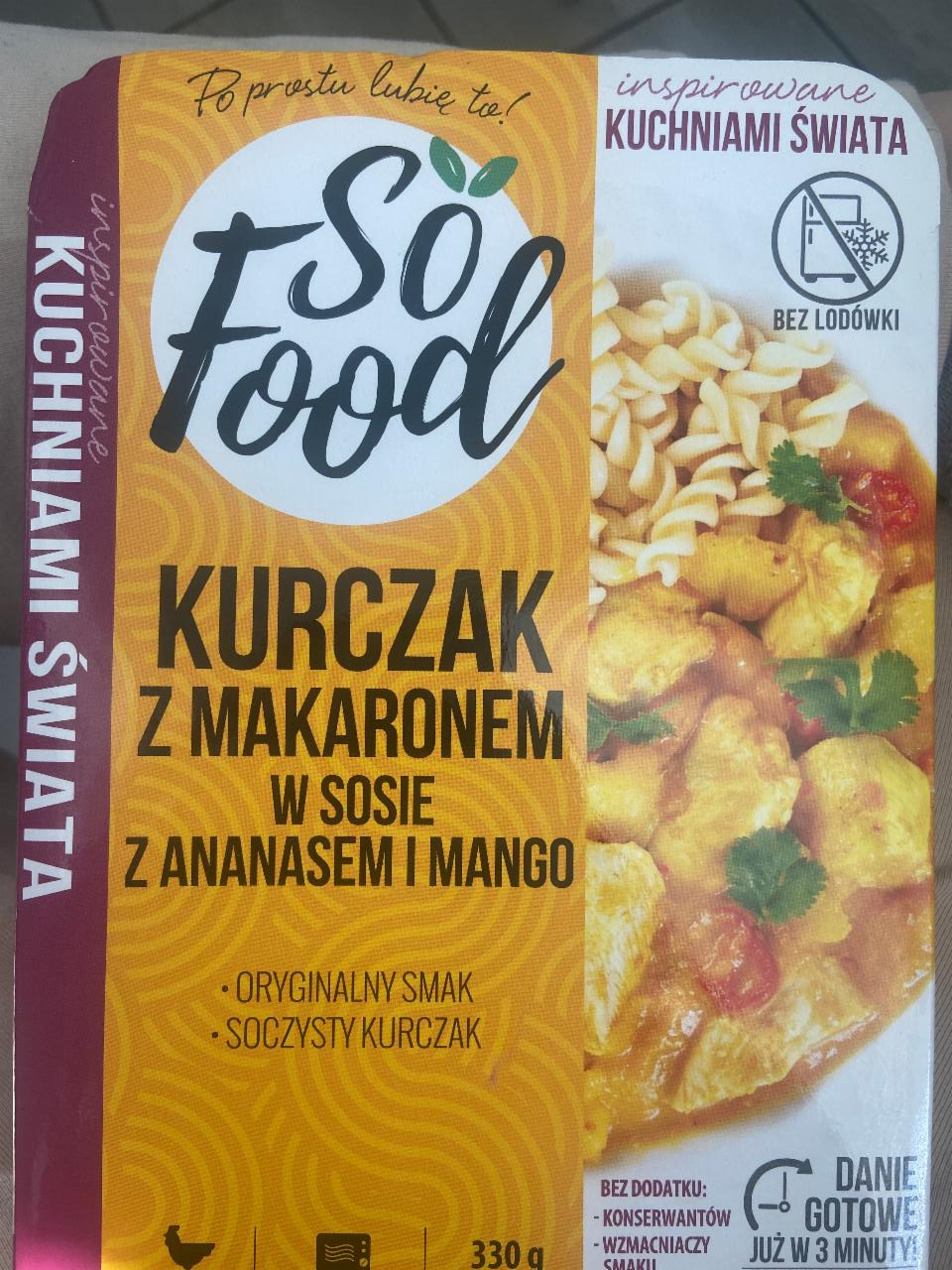 Zdjęcia - Kurczak z makaronem w sosie z ananasem i mango So Food