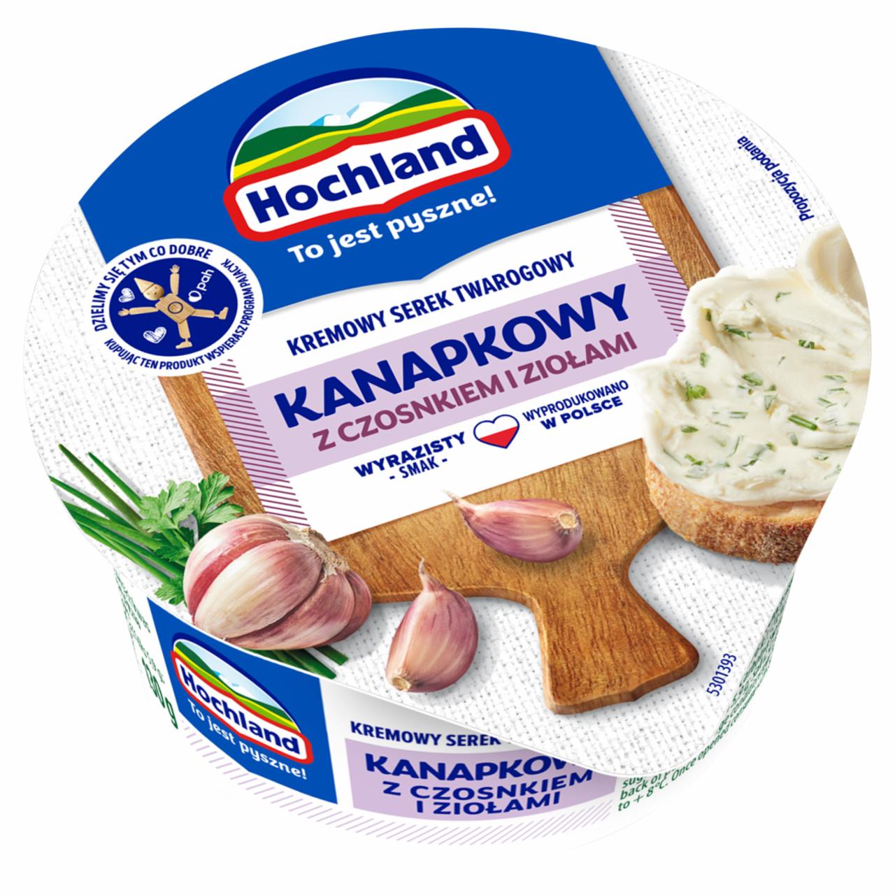 Zdjęcia - Hochland Kremowy serek twarogowy kanapkowy z czosnkiem i ziołami 130 g