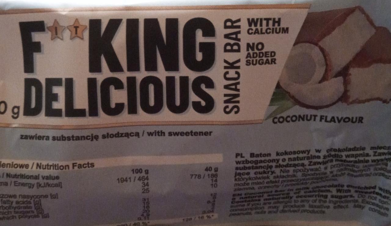 Zdjęcia - Snack bar coconut flavour Fitking Delicious