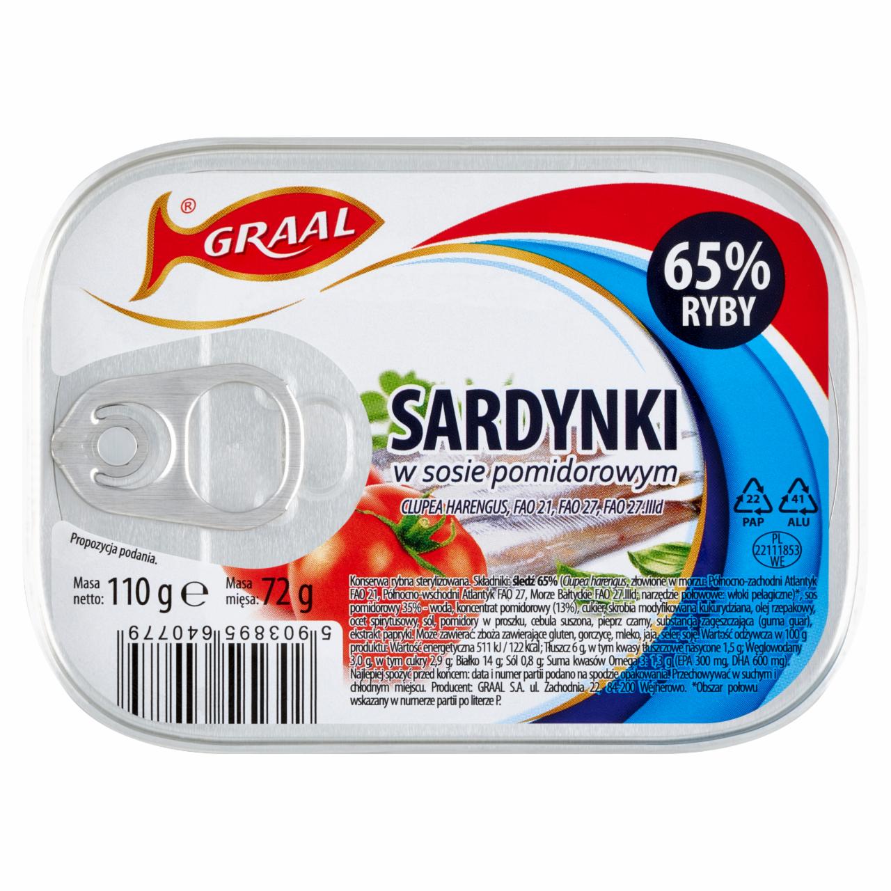 Zdjęcia - Graal Sardynki w sosie pomidorowym 110 g