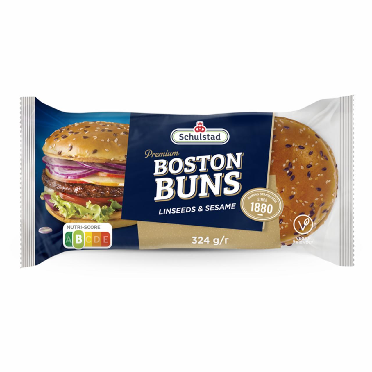 Zdjęcia - Schulstad Premium Boston Bułki pszenne z siemieniem lnianym i nasionami sezamu 324 g (4 x 81 g)