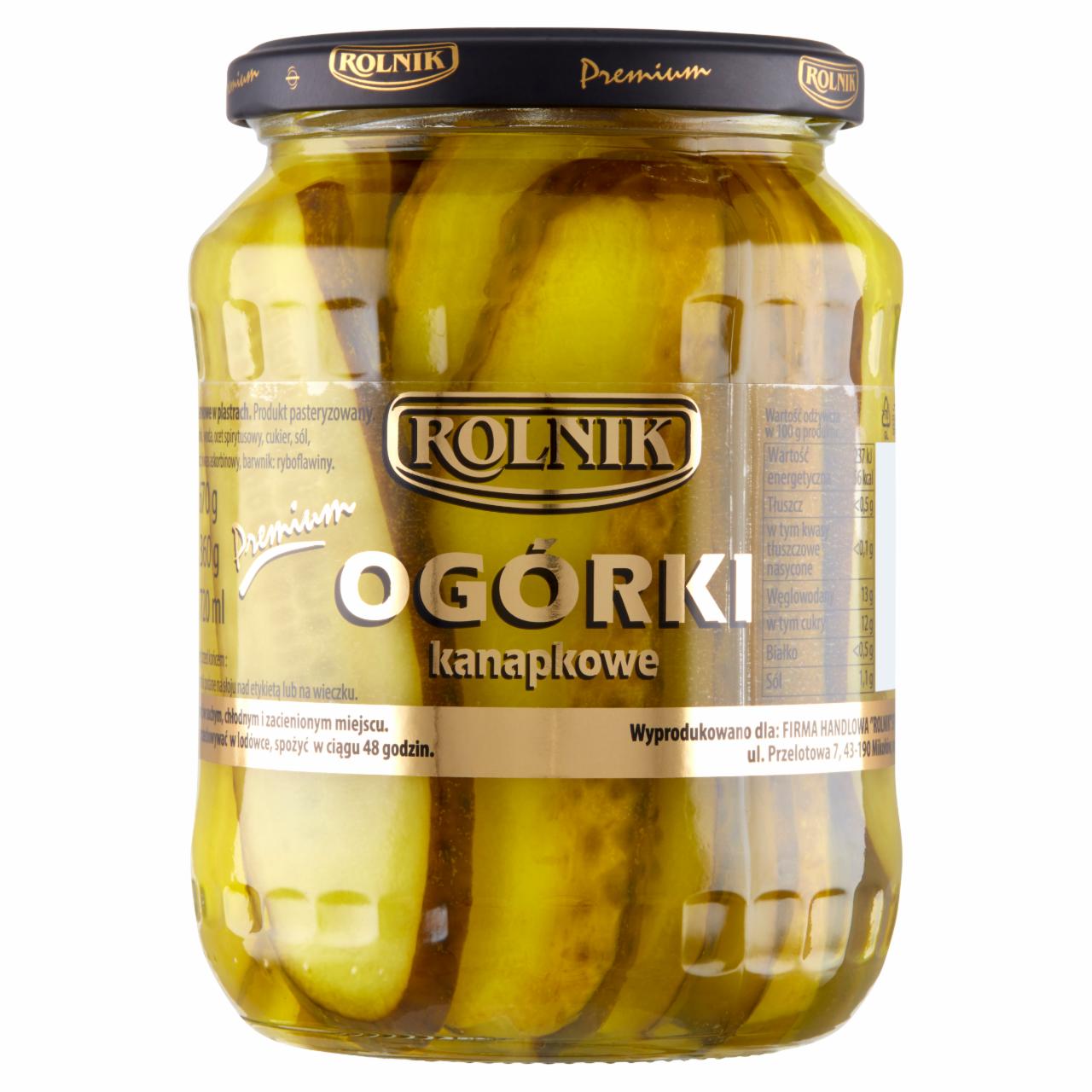 Zdjęcia - Rolnik Premium Ogórki kanapkowe 670 g