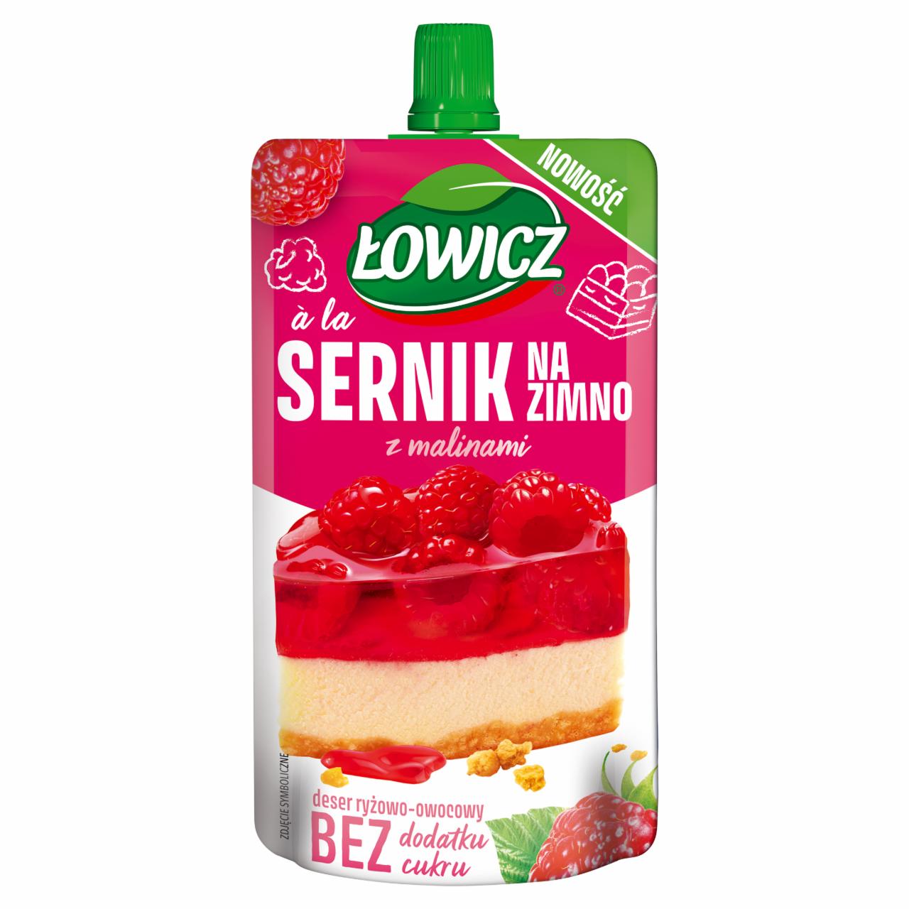 Zdjęcia - Łowicz Deser ryżowo-owocowy a'la sernik na zimno z malinami 100 g