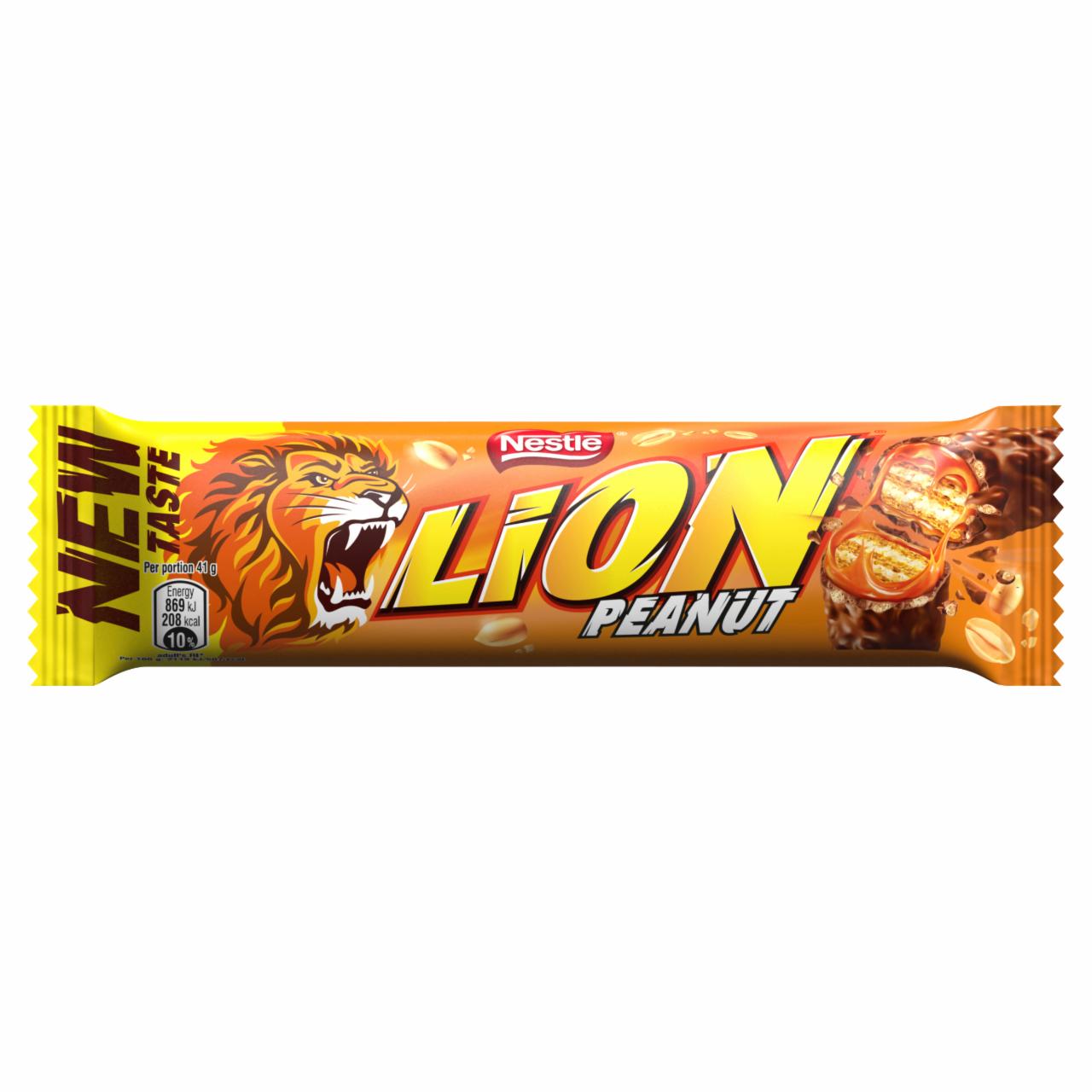 Zdjęcia - Lion Peanut Nadziewany wafel z karmelem płatkami pszennymi oblany czekoladą mleczną 41 g