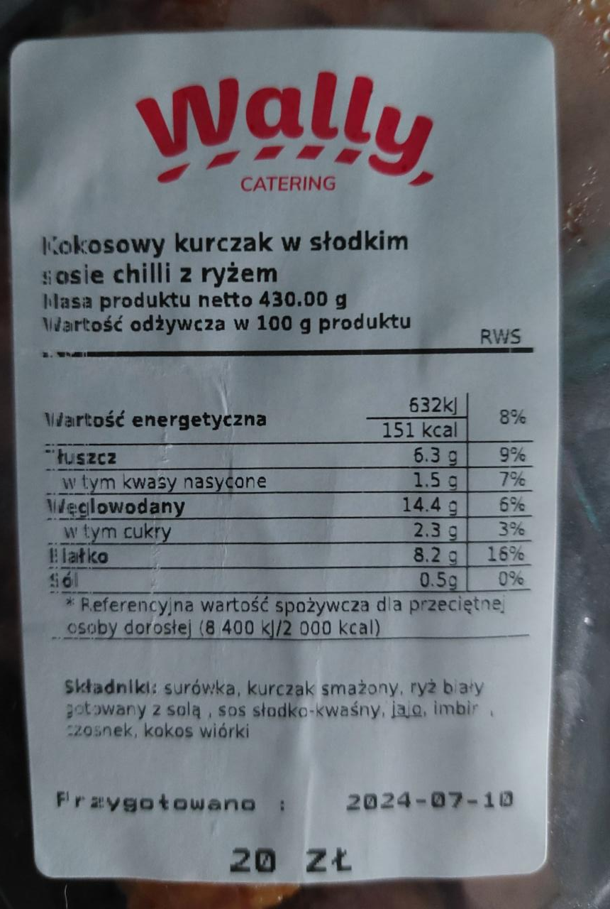 Zdjęcia - Kokosowy kurczak w słodkim sosie chilli z ryżem Wally catering