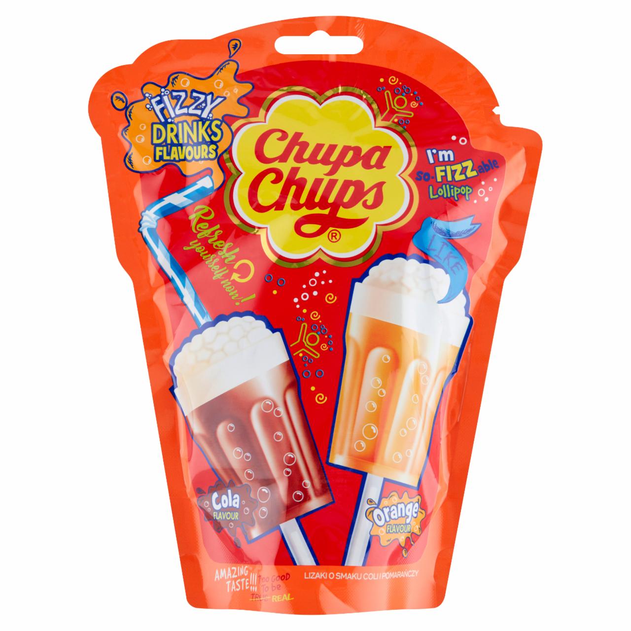 Zdjęcia - Chupa Chups Fizzy Lizaki o smaku coli i pomarańczy 105 g (7 x 15 g)