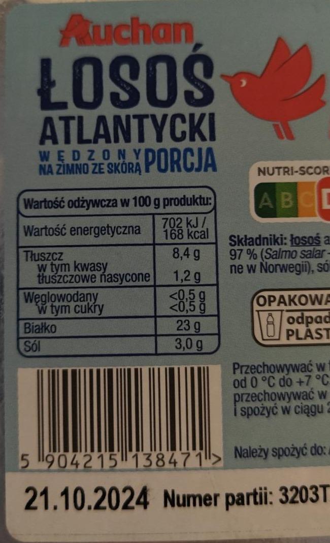 Zdjęcia - Łosoś atlantycki wędzony ze skórą Auchan