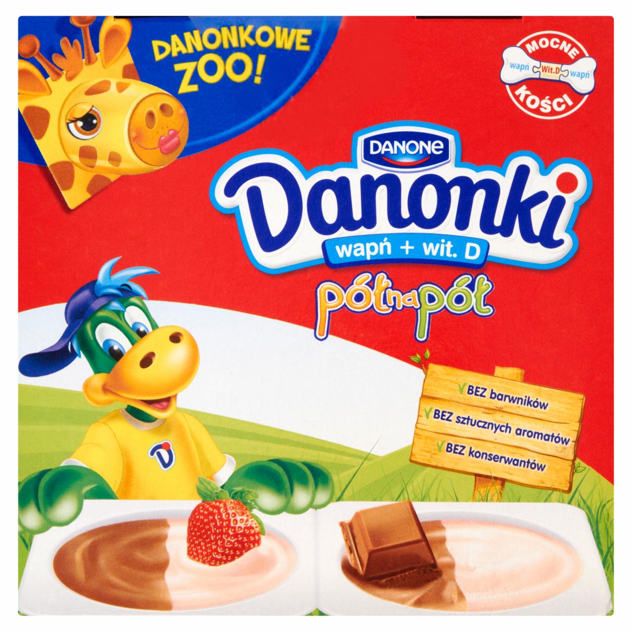 Zdjęcia - Danone Danonki Pół na Pół smak czekoladowy truskawka Twarożek 4 x 90 g