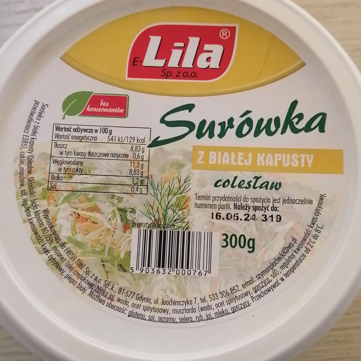 Zdjęcia - Surówka z białej kapusty colesław Lila