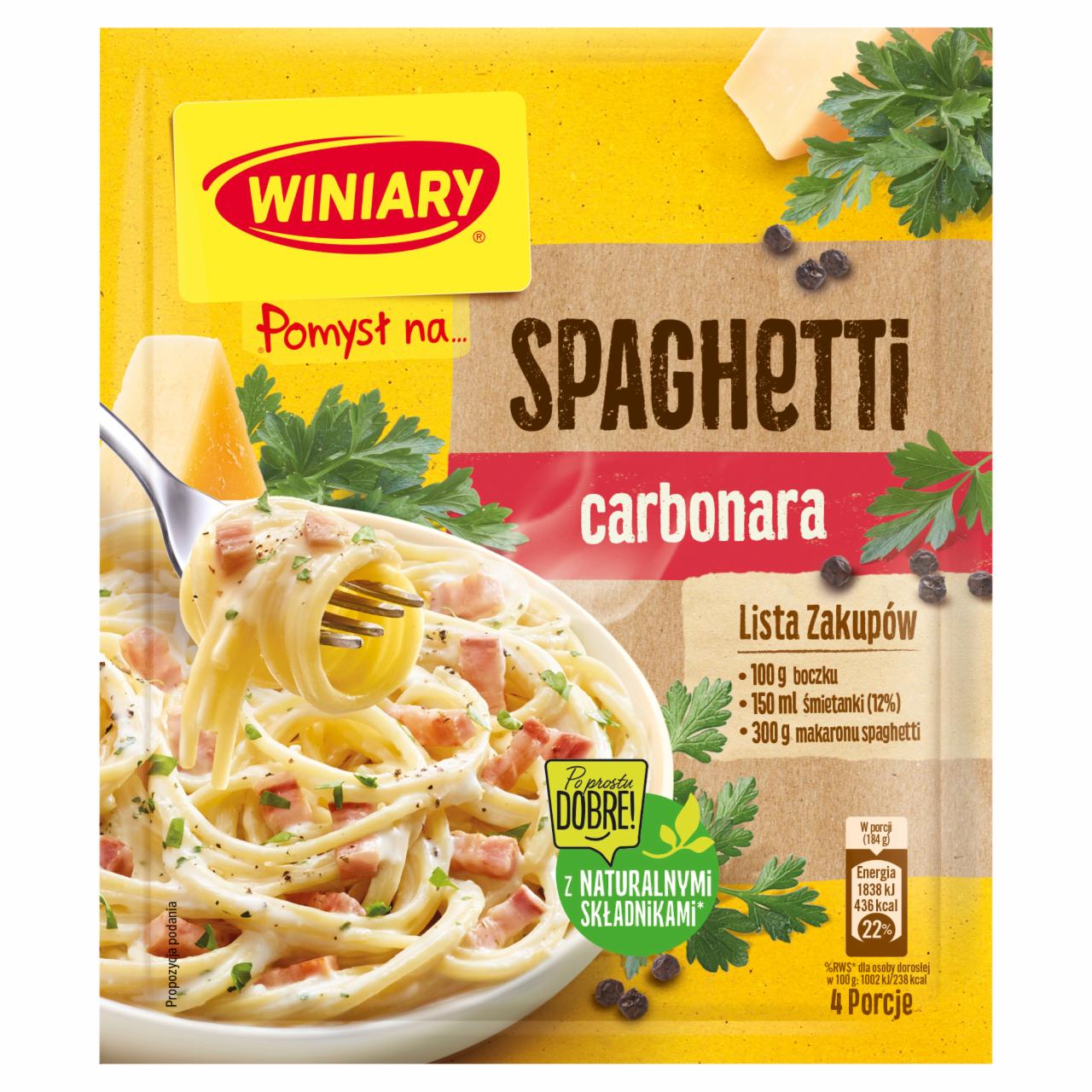 Zdjęcia - Winiary Pomysł na... Spaghetti carbonara 34 g