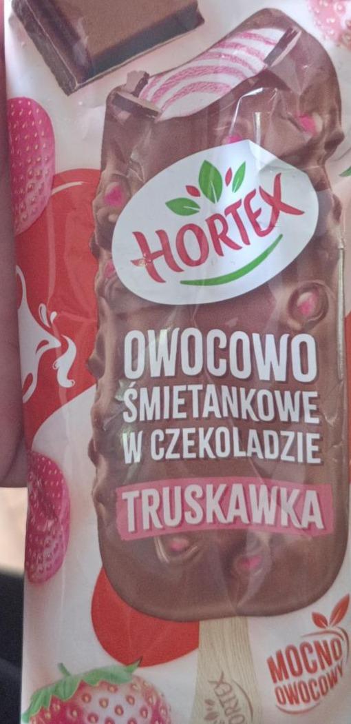 Zdjęcia - Hortex Lody owocowo śmietankowe w czekoladzie truskawka 120 ml