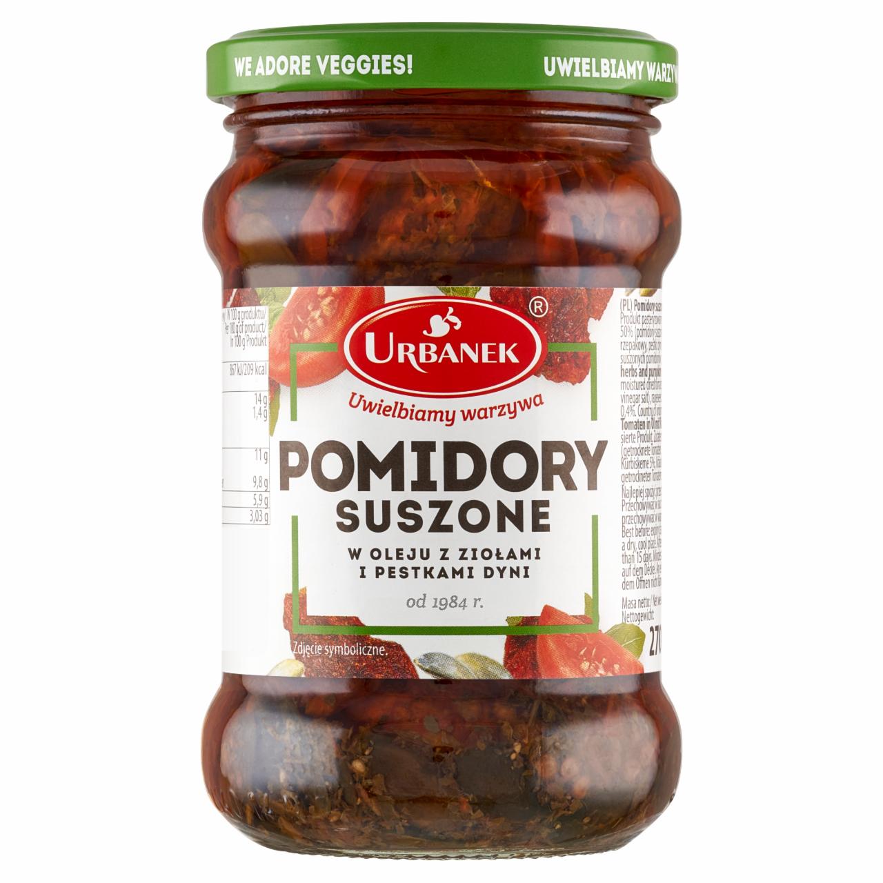 Zdjęcia - Urbanek Pomidory suszone w oleju z ziołami i pestkami dyni 270 g