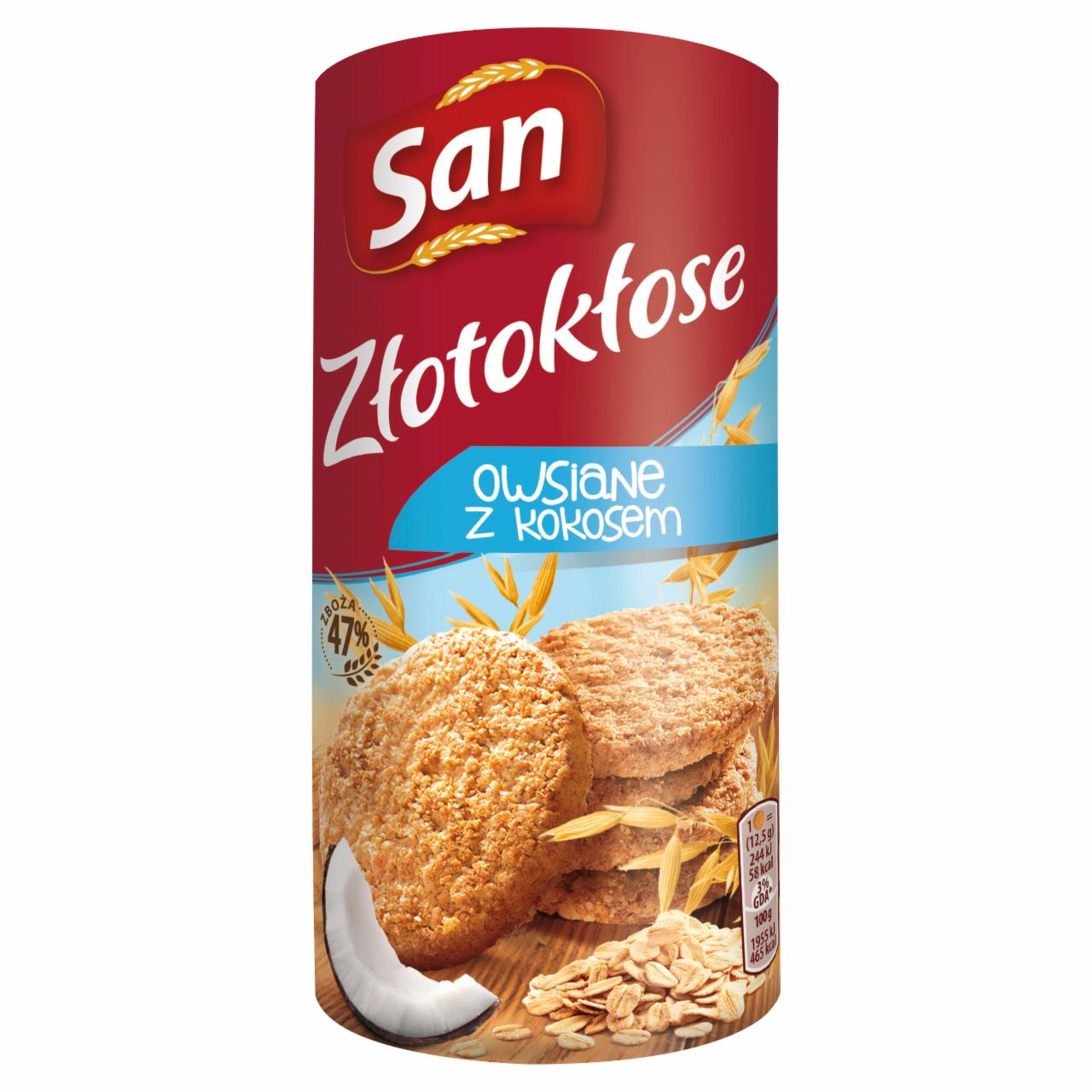 Zdjęcia - San Złotokłose Ciastka owsiane z kokosem 215 g